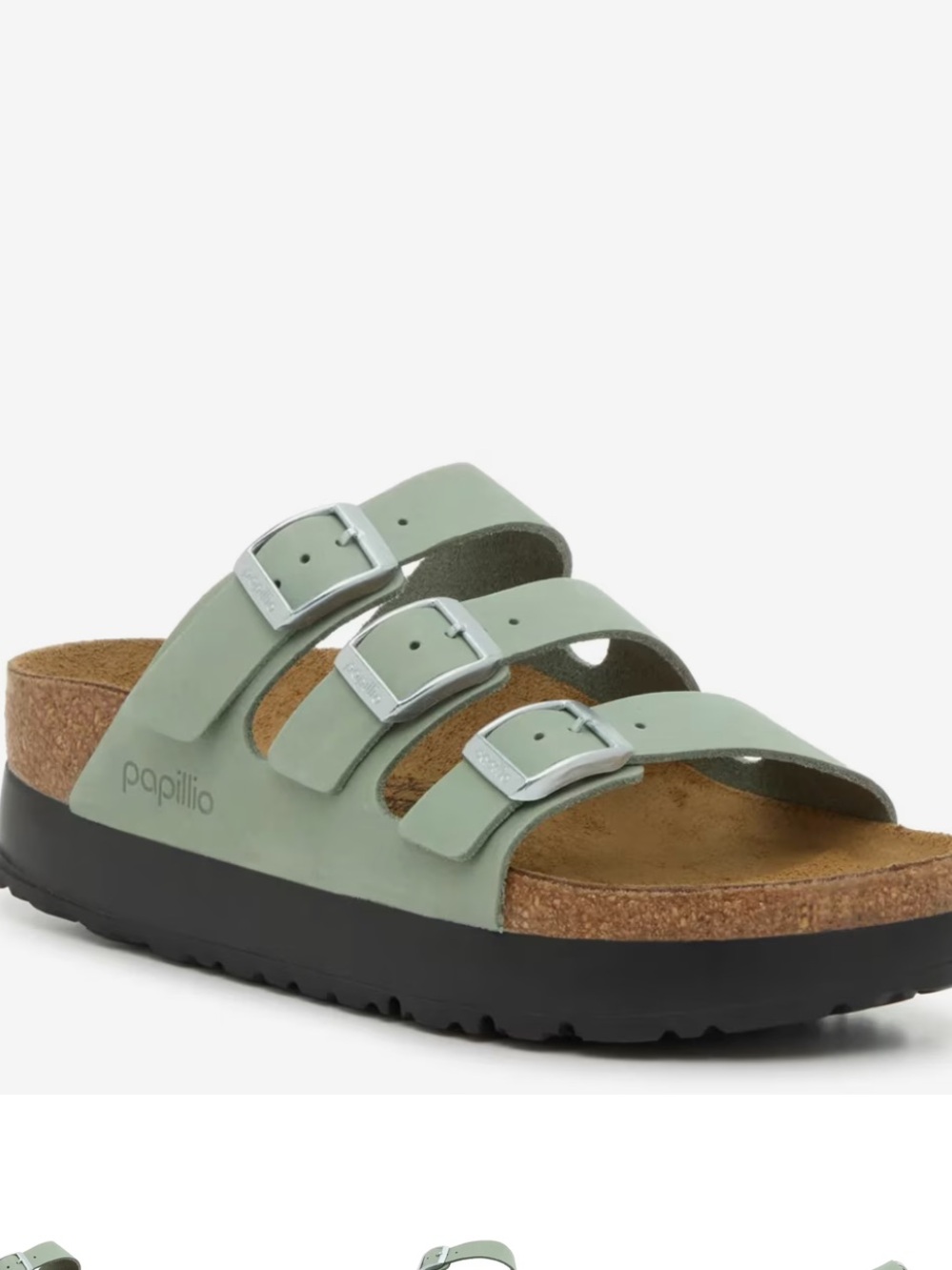 Birkenstock Triple-Buckle Slide Sandal in Sage Green and Black! New! W 38